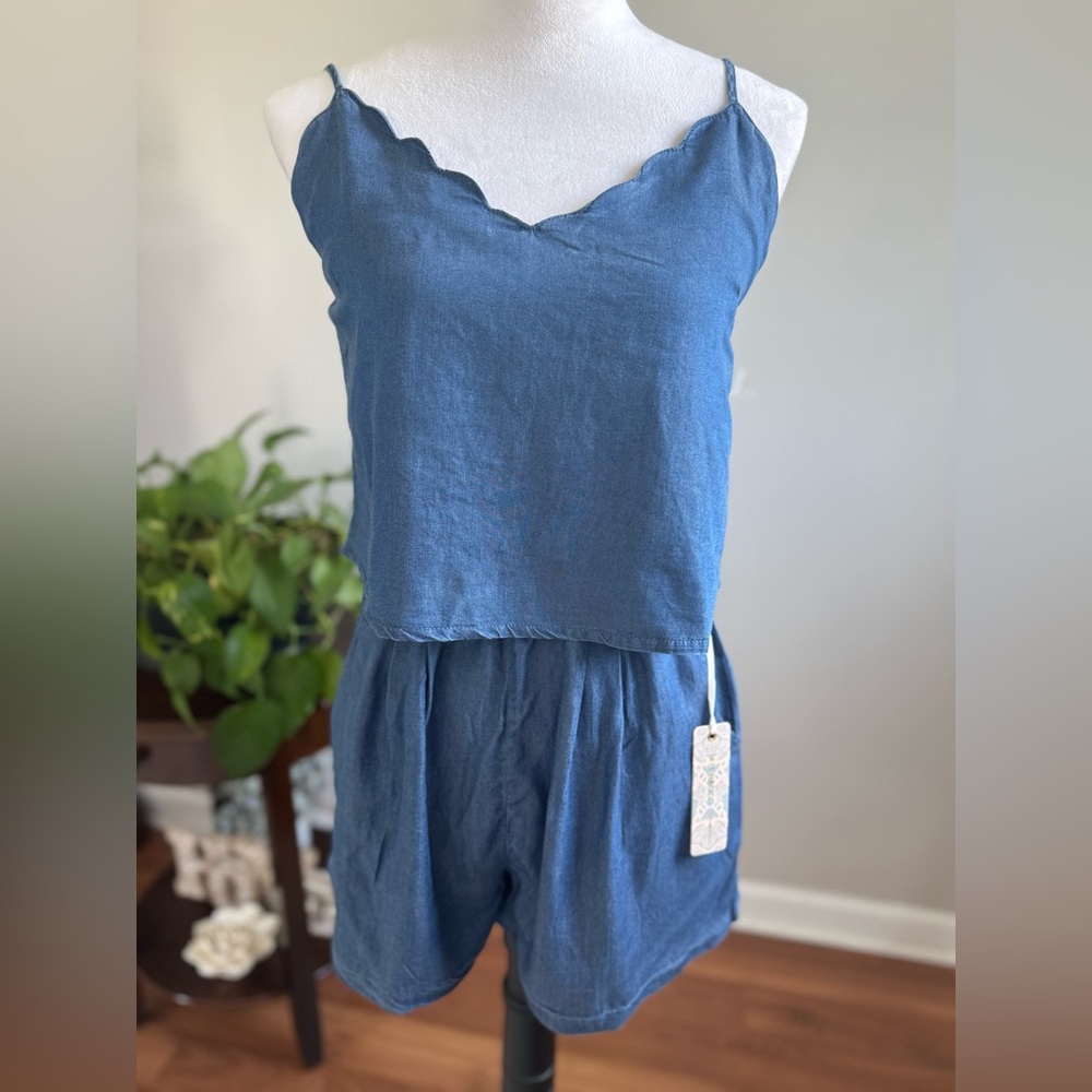 Iris Cami & Shorts 2 Piece Set in Lightweight Blue Denim